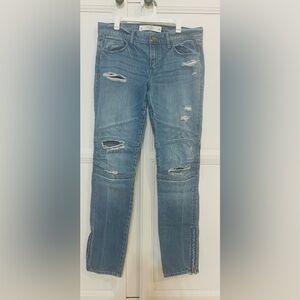 Abercrombie Fitch Jeans Womens 28 Blue Medium Wash Distressed Moto Skinny Zip